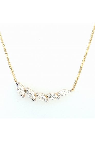18ct Yellow Gold Diamond Necklace 18ct White Gold Claw Set