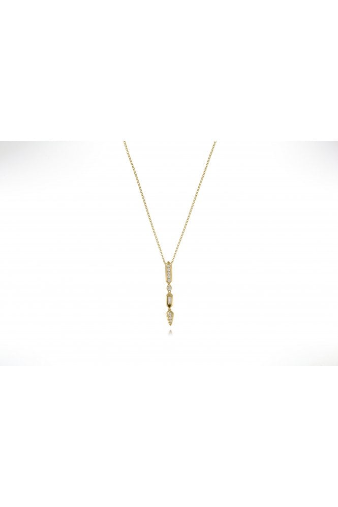 18ct Yellow Gold Diamond Pendant with Chain 18ct Yellow Gold Claw & Rub-over Set