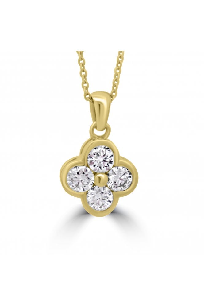 18ct Yellow Gold Diamond Quatrefoil Pendant 18ct Yellow Gold Rub-over Set