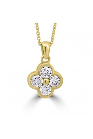 18ct Yellow Gold Diamond Quatrefoil Pendant 18ct Yellow Gold Rub-over Set