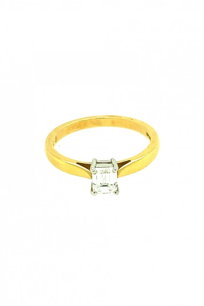 18ct Yellow Gold Diamond Ring Emerald Cut Diamond