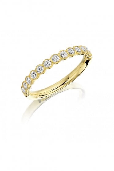 18ct Yellow Gold Diamond Ring Half Eternity Round Brillaint Cut 0.48ct Diamond