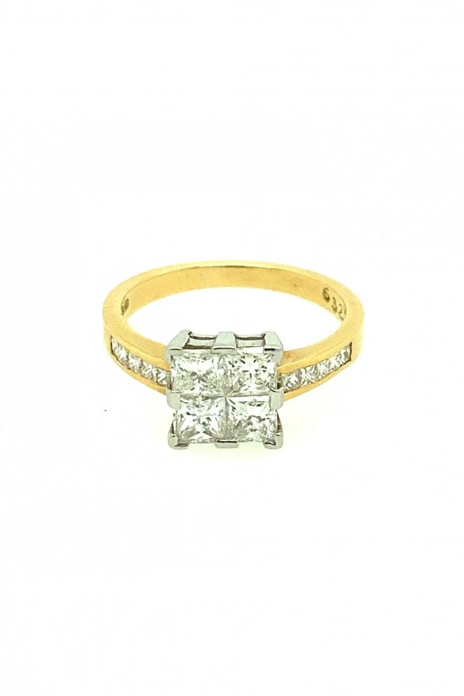 18ct Yellow Gold Diamond Ring Ilusion Set