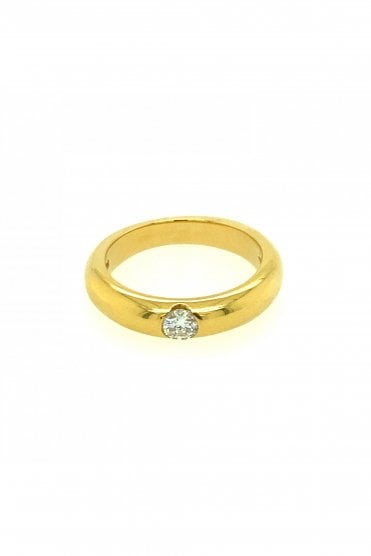 18ct Yellow Gold Diamond Ring  Rubbed Over Set Round Brilliant