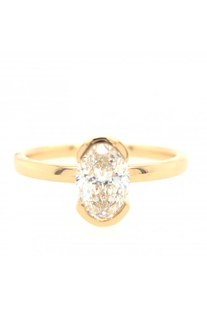 18ct Yellow Gold Diamond Solitaire Ring 18ct Yellow Gold Half Rub-over Set
