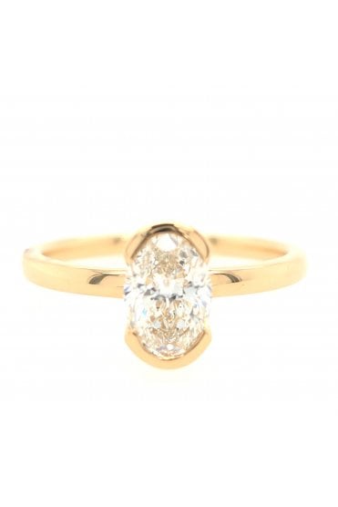 18ct Yellow Gold Diamond Solitaire Ring 18ct Yellow Gold Half Rub-over Set
