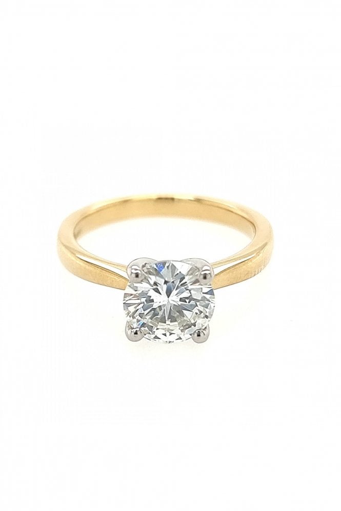 18ct Yellow Gold Diamond Solitaire Ring Platinum Claw Set