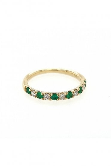 18ct Yellow Gold Emerald & Diamond Ring Emerald 18ct Yellow Gold Claw Set