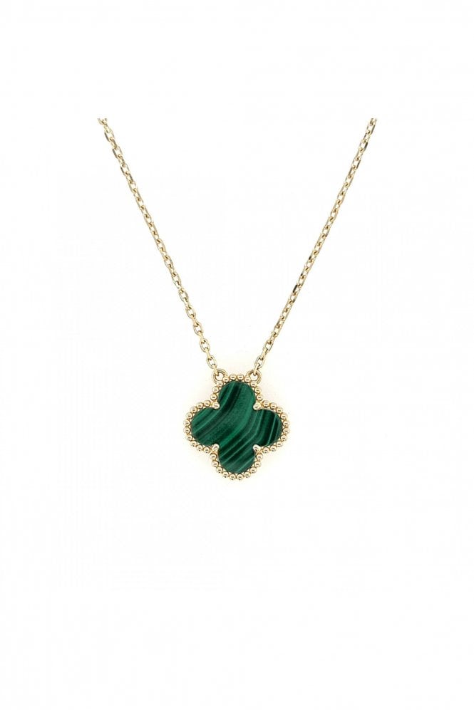 18ct Yellow Gold Green Malachite Necklace Pendant Size 15mm High x 15mm Wide