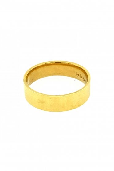 18ct Yellow Gold Plain Flat Court Band Ring