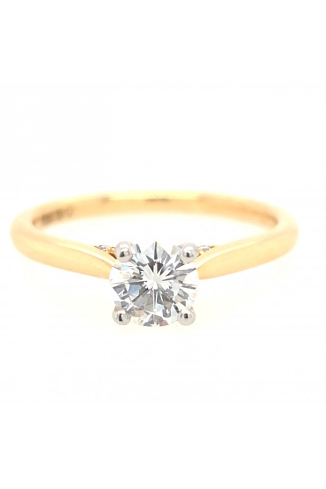 18ct Yellow Gold & Platinum Diamond Ring Platinum 4 Claw Set