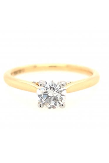 18ct Yellow Gold & Platinum Diamond Ring Platinum 4 Claw Set