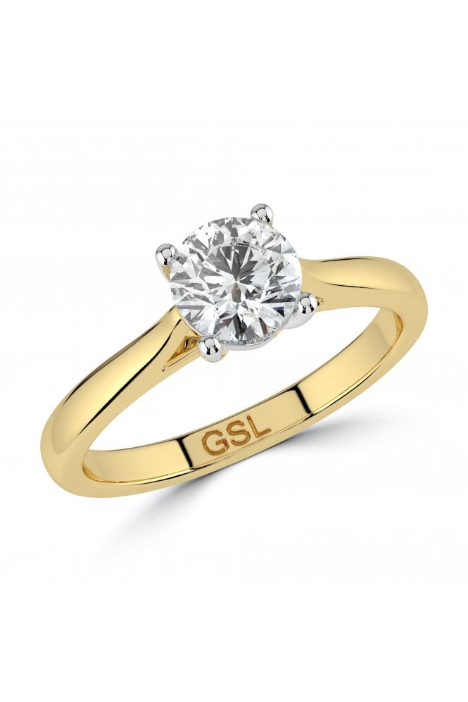 18ct Yellow Gold & Platinum Diamond Ring Platinum 4 Claw Set