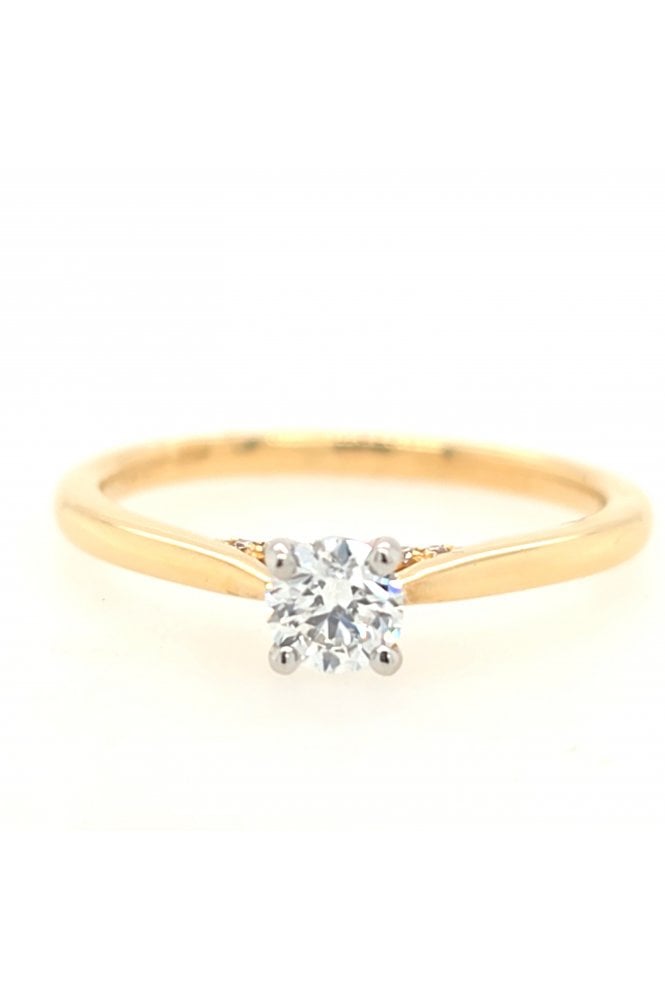 18ct Yellow Gold & Platinum Diamond Ring Platinum 4 Claw Set