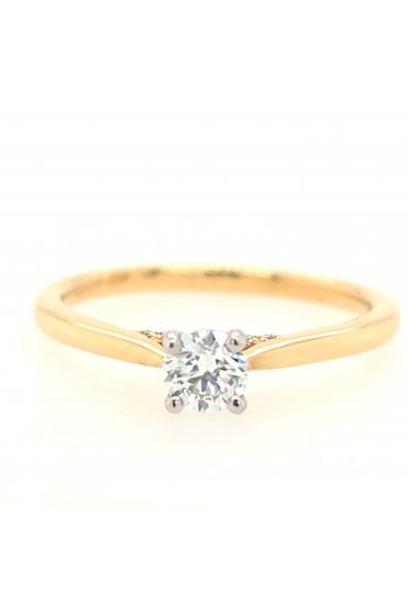 18ct Yellow Gold & Platinum Diamond Ring Platinum 4 Claw Set