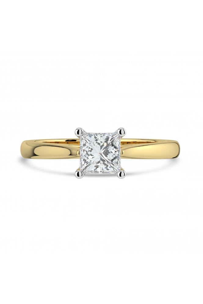 18ct Yellow Gold & Platinum Diamond Ring Platinum Four Claw Set