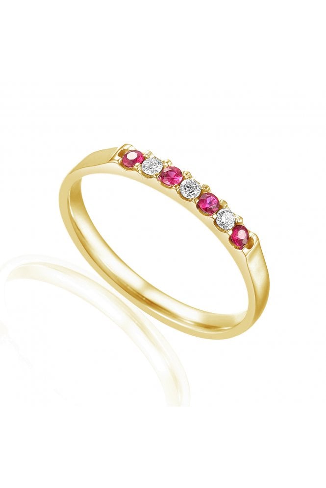 18ct Yellow Gold Ruby & Diamond 7 Stone Ring 18ct Yellow Gold Micro Set