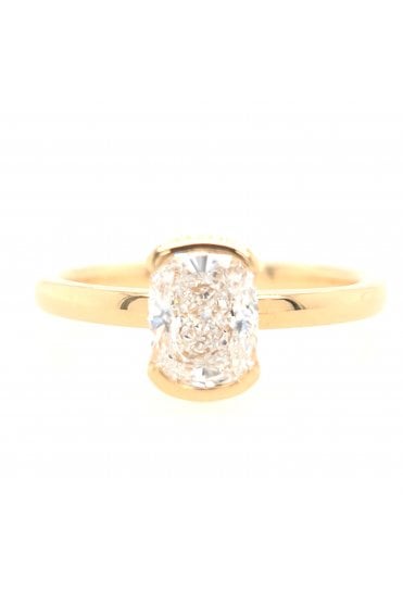 18ct Yellow Gold Single Stone Diamond Ring 18ct Yellow Gold Half Rub-over Set