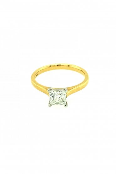 18ct Yellow & White Gold 1.03ct Single Princess Cut Diamond Ring