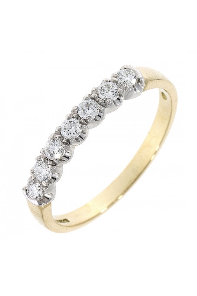 18ct Yellow & White Gold 7 Stone Diamond Eternity Ring 18ct White Gold Claw Set