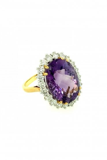 18ct Yellow & White Gold Amethyst & Diamond Ring Amethyst Weight 11.74ct