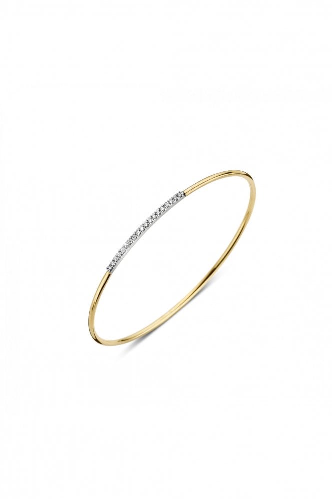 18ct Yellow & White Gold Diamond Bangle Round Brilliant Cut Weight 0.16ct