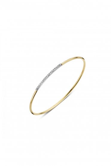 18ct Yellow & White Gold Diamond Bangle Round Brilliant Cut Weight 0.16ct