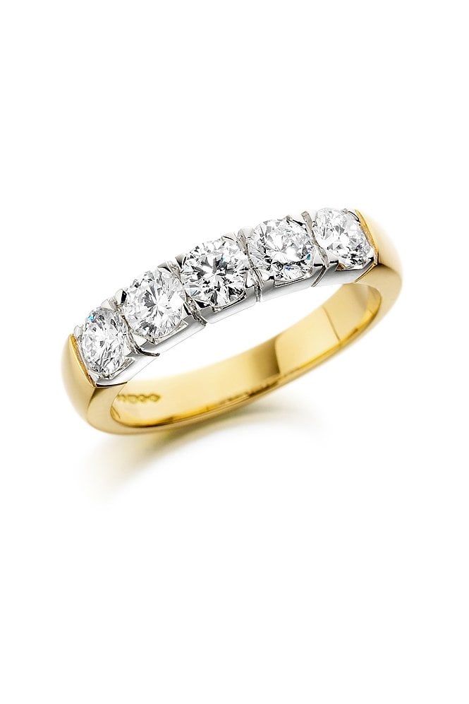 18ct Yellow & White Gold Diamond Half Eternity Ring 18ct White Gold Castle Set