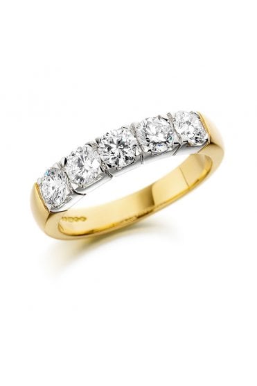 18ct Yellow & White Gold Diamond Half Eternity Ring 18ct White Gold Castle Set