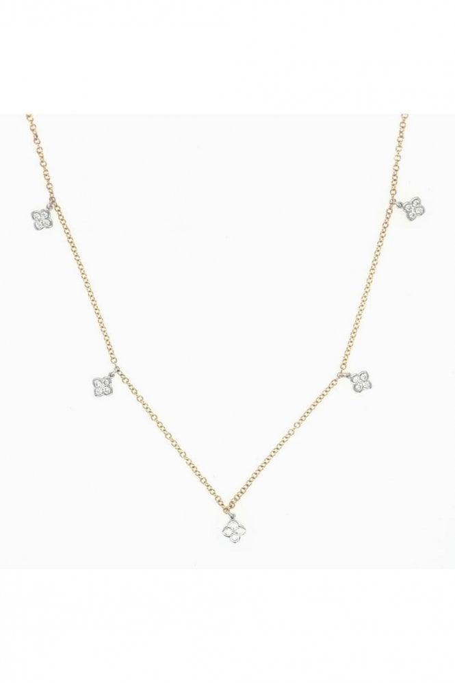 18ct Yellow & White Gold Diamond Necklace 18ct White Gold Rubbed Over Set