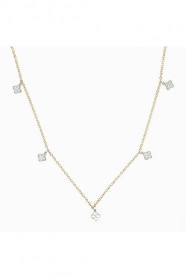 18ct Yellow & White Gold Diamond Necklace 18ct White Gold Rubbed Over Set