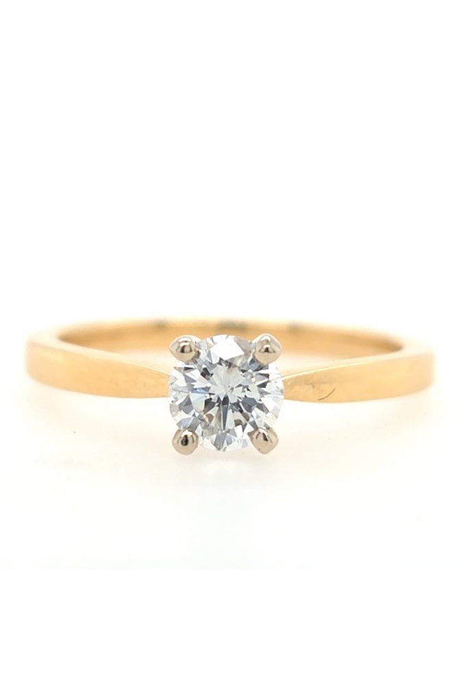 18ct Yellow & White Gold Diamond Ring 18ct White Gold 4 Claw Set