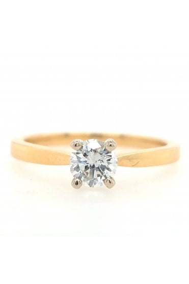 18ct Yellow & White Gold Diamond Ring 18ct White Gold 4 Claw Set