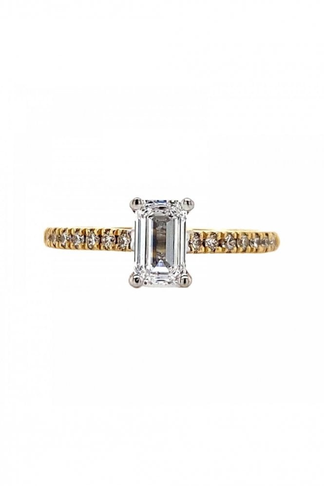 18ct Yellow & White Gold Diamond Shoulder Single Stone Ring 18ct Yellow & White Gold Claw Set