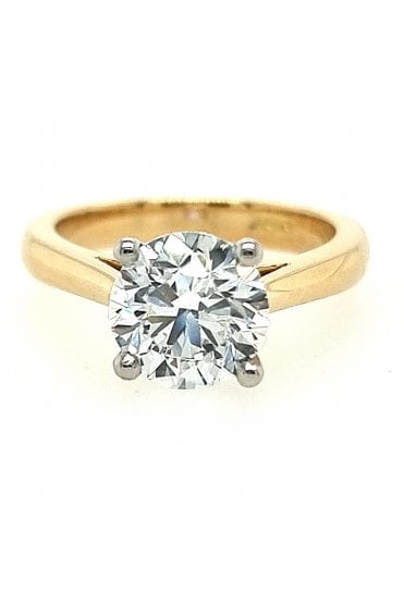 18ct Yellow & White Gold Diamond Solitaire Ring 18ct White Gold Claw Set