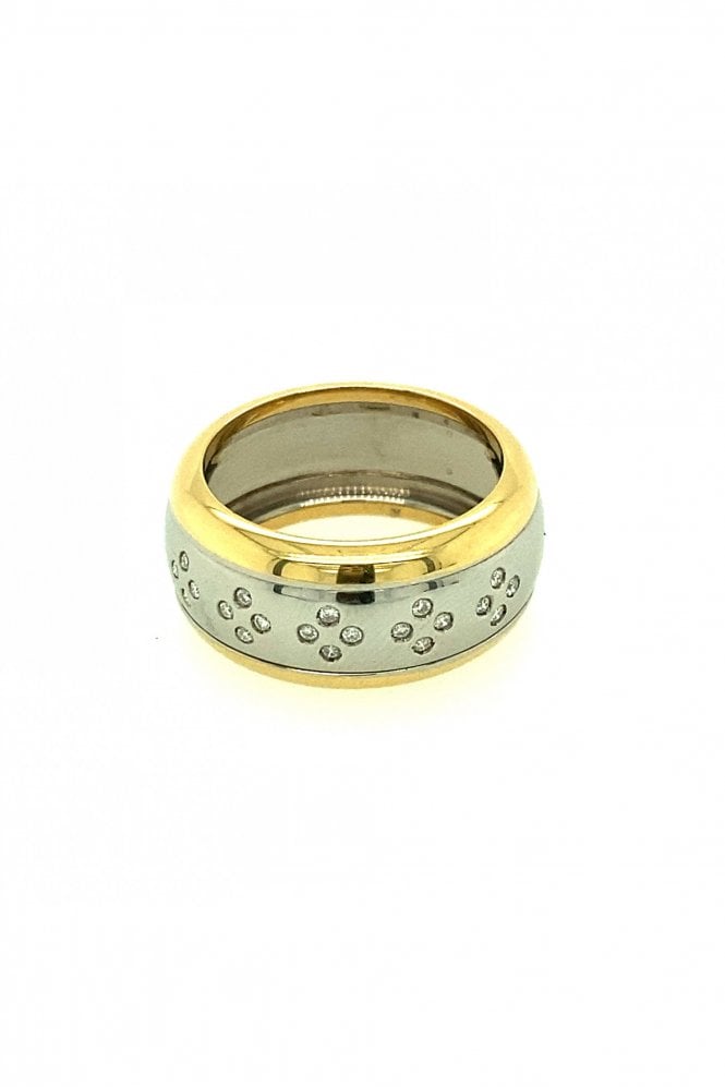 18ct Yellow & White Gold Wide Diamond Ring