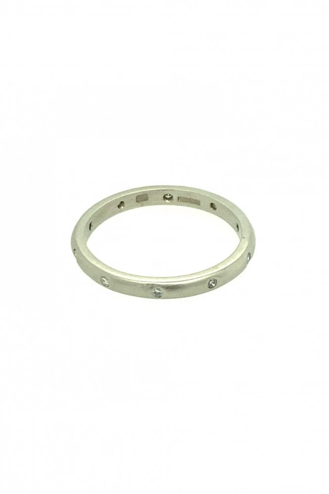 2mm Full Diamond Set Satin Band Round Brilliant 0.10ct
