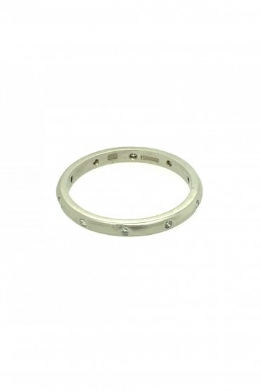 2mm Full Diamond Set Satin Band Round Brilliant 0.10ct