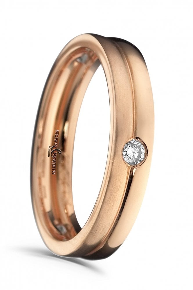 Brown & Newirth 4mm Satin & Polished Diamond Set in 18ct Rose Gold Band XD617