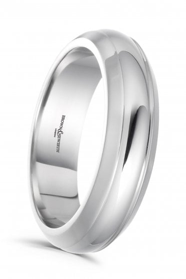 6mm Bevelled Edge 18ct White Gold Band DNP648