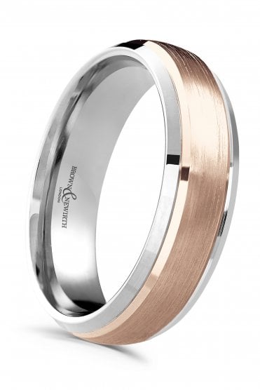 6mm Mixed Metal 18ct Rose & Palladium Band 7136.6.0 PD18