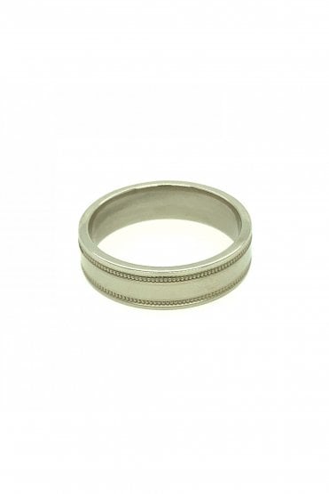 6mm Palladium Flat Court Flat Edge Cut 5 Ring