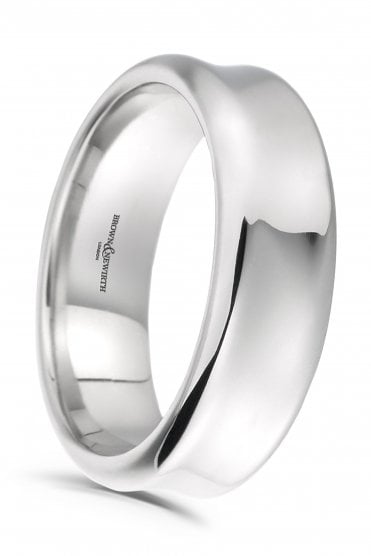 7mm 18ct White Gold Concaved Band HCCNC7.0