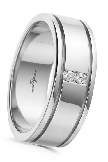 7mm Palladium Diamond Set Polished Band XD796