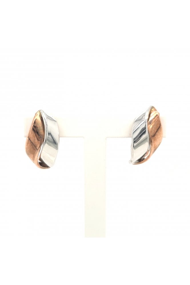 9ct Rose and White Gold Hug Earrings