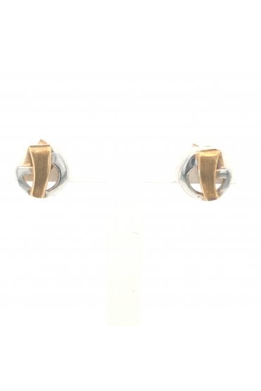 9ct White and Yellow Gold Stud Earrings