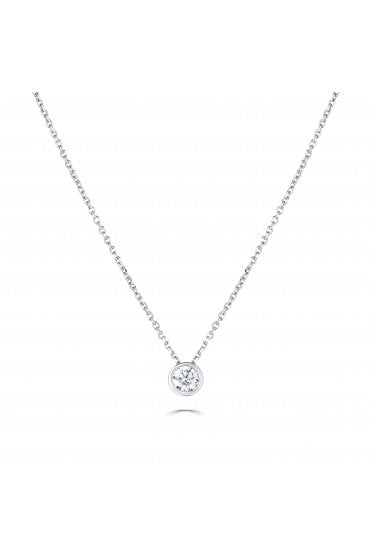 9ct White Gold 0.15ct Diamond Pendant with Chain 9ct White Gold Rub-over Set