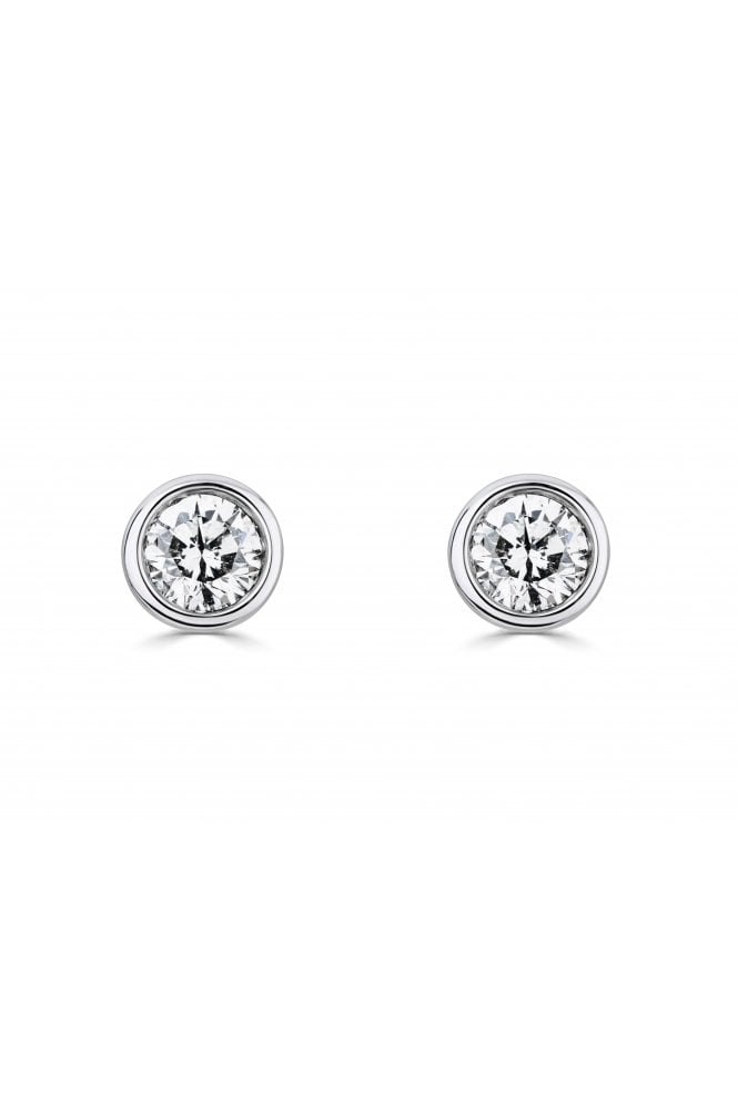 9ct White Gold 0.15cts Diamond Stud Earrings 9ct White Gold Rub-over Set