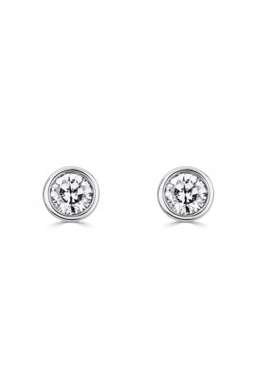 9ct White Gold 0.15cts Diamond Stud Earrings 9ct White Gold Rub-over Set
