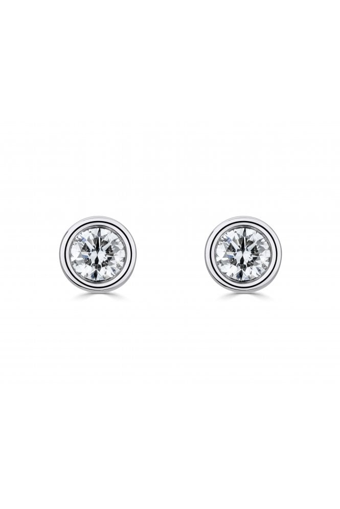 9ct White Gold 0.24cts Diamond Stud Earrings 9ct White Gold Rub-over Set